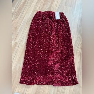 Women's Burgundy Sequin Maxi Skirt